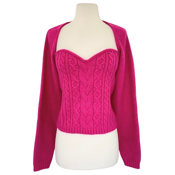 NEW Wayf Knit Shrug Sweater & Tube Top Set Bright Pink Large - Picture 1 of 8